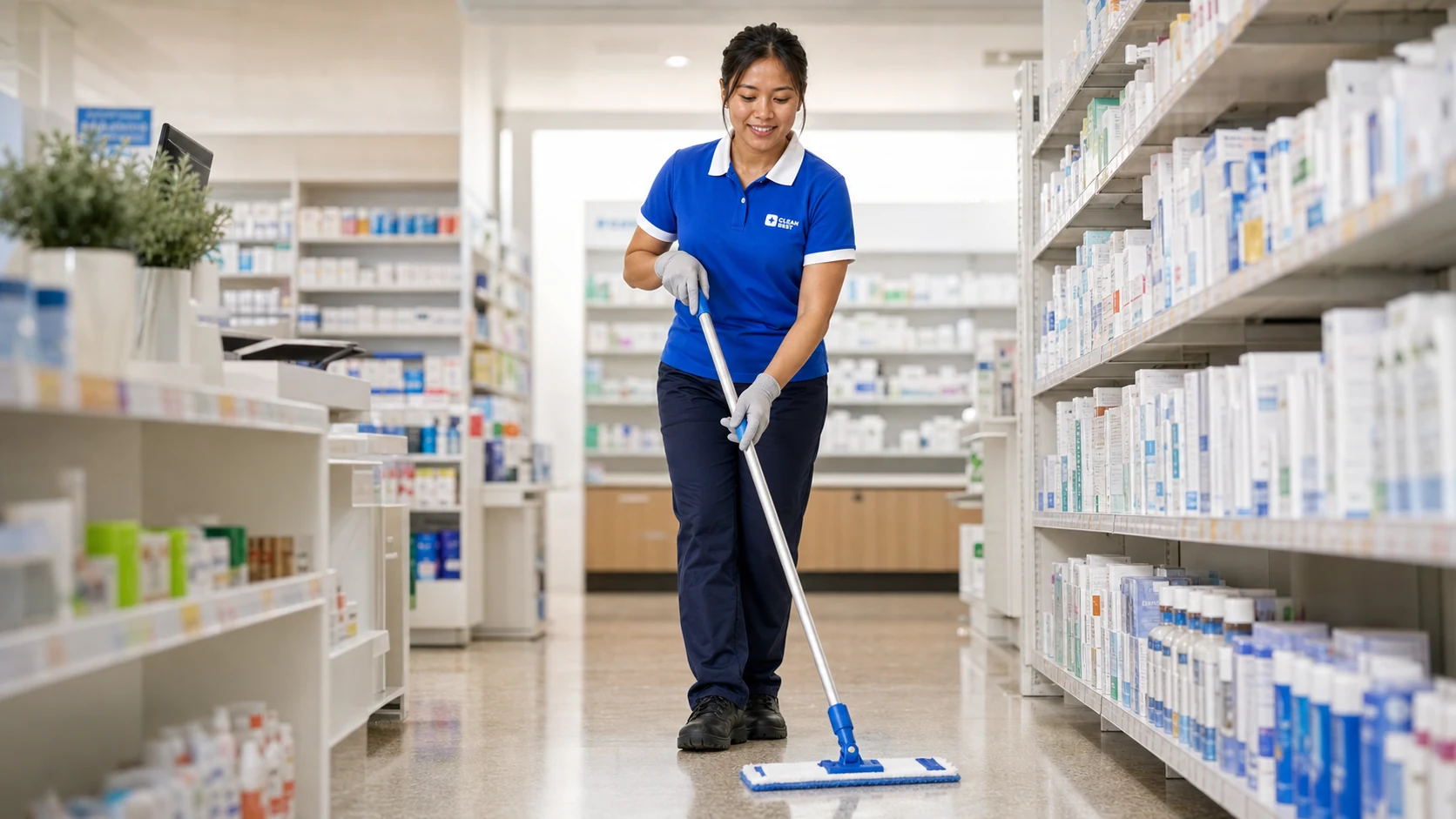 Clean Best supervisor checking commercial cleaning quality in a Sydney workplace